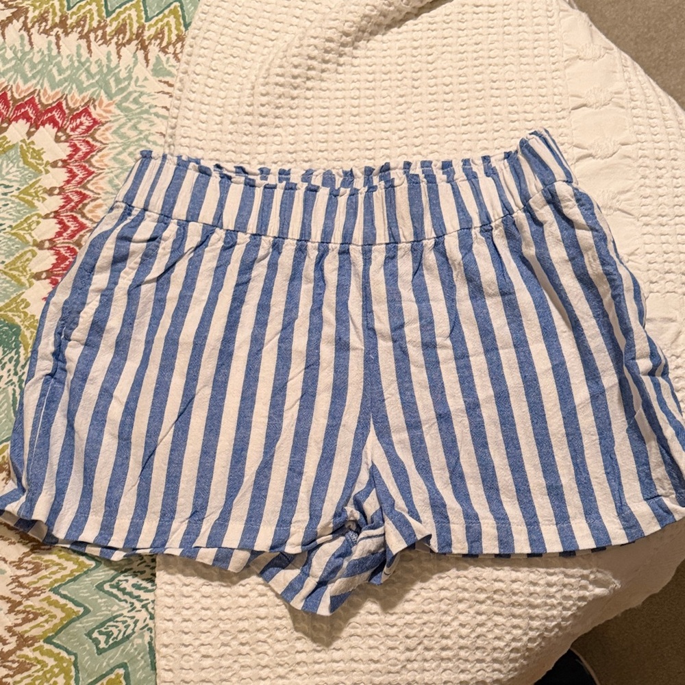 Sonoma Blue & White High-Waist Striped Shorts
